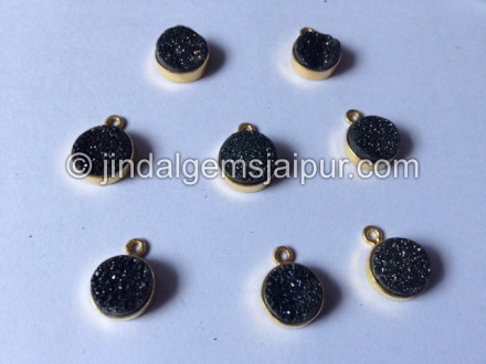 Gold Vermeil Black Druzy Coin Pendant